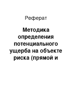 Реферат: Методика определения потенциального ущерба на объекте риска (прямой и косвенный ущерб)