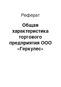 Реферат: Общая характеристика торгового предприятия ООО «Геркулес»