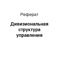 Реферат: Дивизиональная структура управления