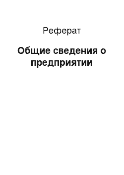 Реферат: Общие сведения о предприятии