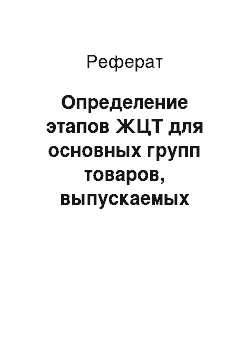 Реферат: Определение этапов ЖЦТ для основных групп товаров, выпускаемых данной фирмой