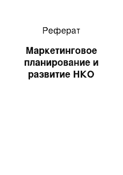 Реферат: Маркетинговое планирование и развитие НКО