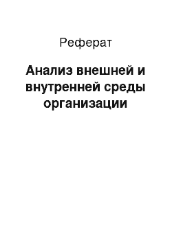 Реферат: Анализ внешней и внутренней среды организации