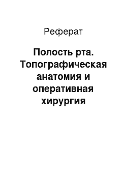 Реферат: Полость рта. Топографическая анатомия и оперативная хирургия