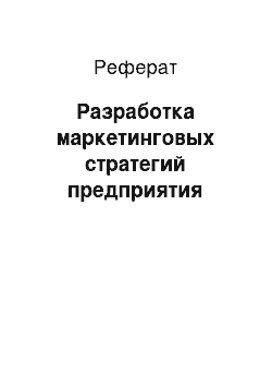 Реферат: Разработка маркетинговых стратегий предприятия