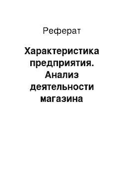 Реферат: Характеристика предприятия. Анализ деятельности магазина "Продукты"