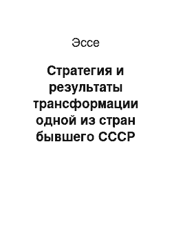 Эссе: Стратегия и результаты трансформации одной из стран бывшего СССР