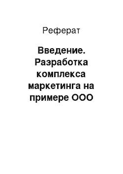 Реферат: Введение. Разработка комплекса маркетинга на примере ООО "Гарант-Сервис"