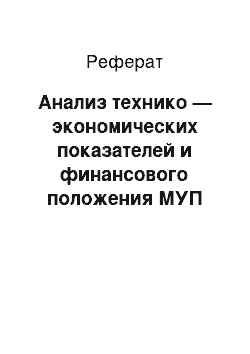 Реферат: Анализ технико — экономических показателей и финансового положения МУП «Уфагортранс»