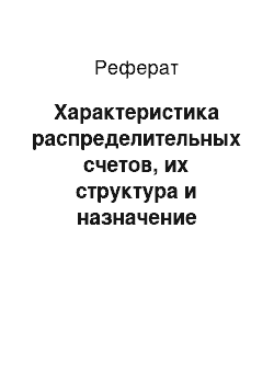 Реферат: Характеристика распределительных счетов, их структура и назначение