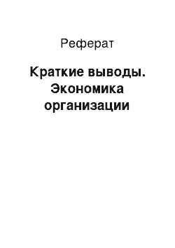 Реферат: Краткие выводы. Экономика организации