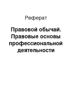 Реферат: Правовой обычай. Правовые основы профессиональной деятельности