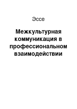 Эссе: Межкультурная коммуникация в профессиональном взаимодействии