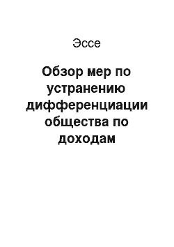 Эссе: Обзор мер по устранению дифференциации общества по доходам