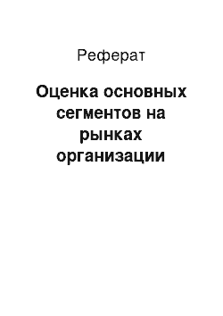 Реферат: Оценка основных сегментов на рынках организации