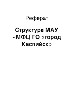 Реферат: Структура МАУ «МФЦ ГО «город Каспийск»