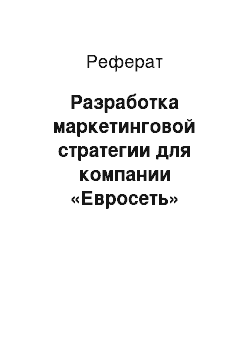 Реферат: Разработка маркетинговой стратегии для компании «Евросеть»