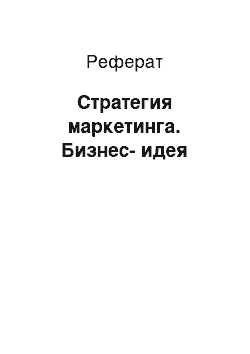 Реферат: Стратегия маркетинга. Бизнес-идея