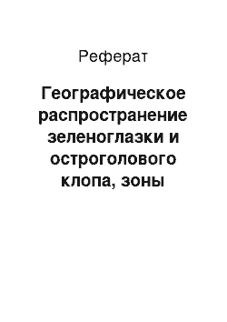 Реферат: Географическое распространение зеленоглазки и остроголового клопа, зоны наибольшей вредоносности и история изучения зеленоглазки и элии остроголовой