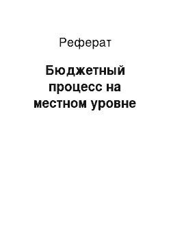 Реферат: Бюджетный процесс на местном уровне