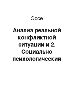 Эссе: Анализ реальной конфликтной ситуации и 2. Социально психологический портрет малой группы