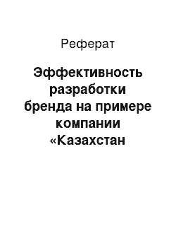 Реферат: Эффективность разработки бренда на примере компании «Казахстан Кагазы»