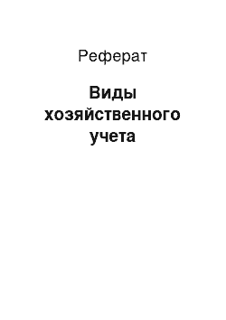 Реферат: Виды хозяйственного учета