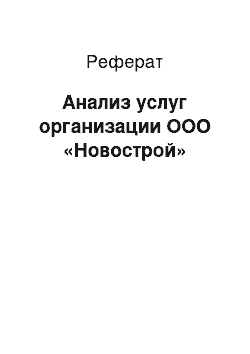 Реферат: Анализ услуг организации ООО «Новострой»