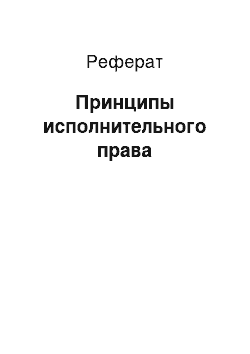 Реферат: Принципы исполнительного права