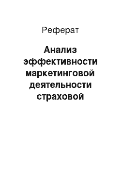 Реферат: Анализ эффективности маркетинговой деятельности страховой компании ооо «росгосстрах»