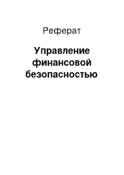 Реферат: Управление финансовой безопасностью