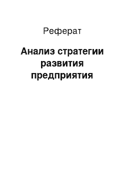 Реферат: Анализ стратегии развития предприятия