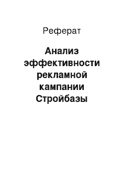 Реферат: Анализ эффективности рекламной кампании Стройбазы «ПОЗИТИВ»