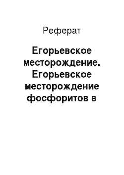 Реферат: Егорьевское месторождение. Егорьевское месторождение фосфоритов в России