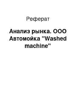 Реферат: Анализ рынка. ООО Автомойка "Washed machine"