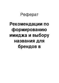 Реферат: Рекомендации по формированию имиджа и выбору названия для брендов в торговой категории «обувь»