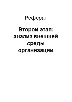 Реферат: Второй этап: анализ внешней среды организации