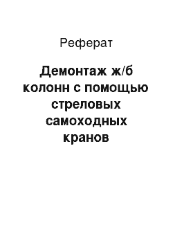 Реферат: Демонтаж ж/б колонн с помощью стреловых самоходных кранов