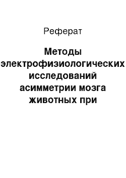 Реферат: Методы электрофизиологических исследований асимметрии мозга животных при обучении