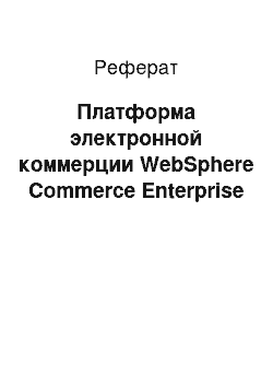 Реферат: Платформа электронной коммерции WebSphere Commerce Enterprise