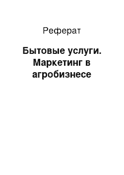 Реферат: Бытовые услуги. Маркетинг в агробизнесе