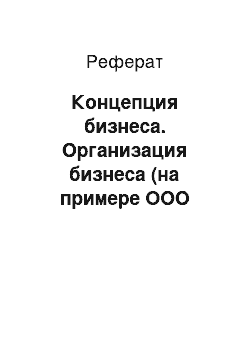 Реферат: Концепция бизнеса. Организация бизнеса (на примере ООО "Спортмаркет")