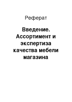 Реферат: Введение. Ассортимент и экспертиза качества мебели магазина "Дятьков"