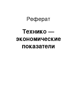 Реферат: Технико — экономические показатели