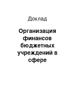 Доклад: Организация финансов бюджетных учреждений в сфере образования