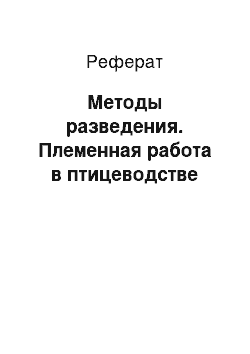 Реферат: Методы разведения. Племенная работа в птицеводстве