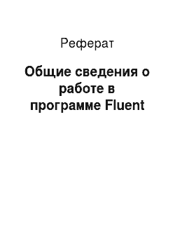 Реферат: Общие сведения о работе в программе Fluent