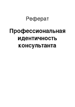 Реферат: Профессиональная идентичность консультанта