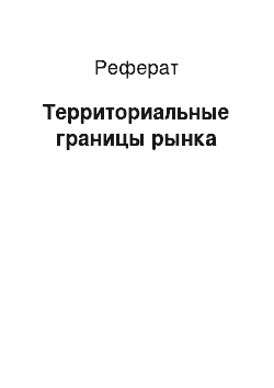 Реферат: Территориальные границы рынка