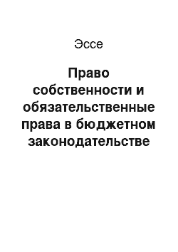 Эссе: Право собственности и обязательственные права в бюджетном законодательстве